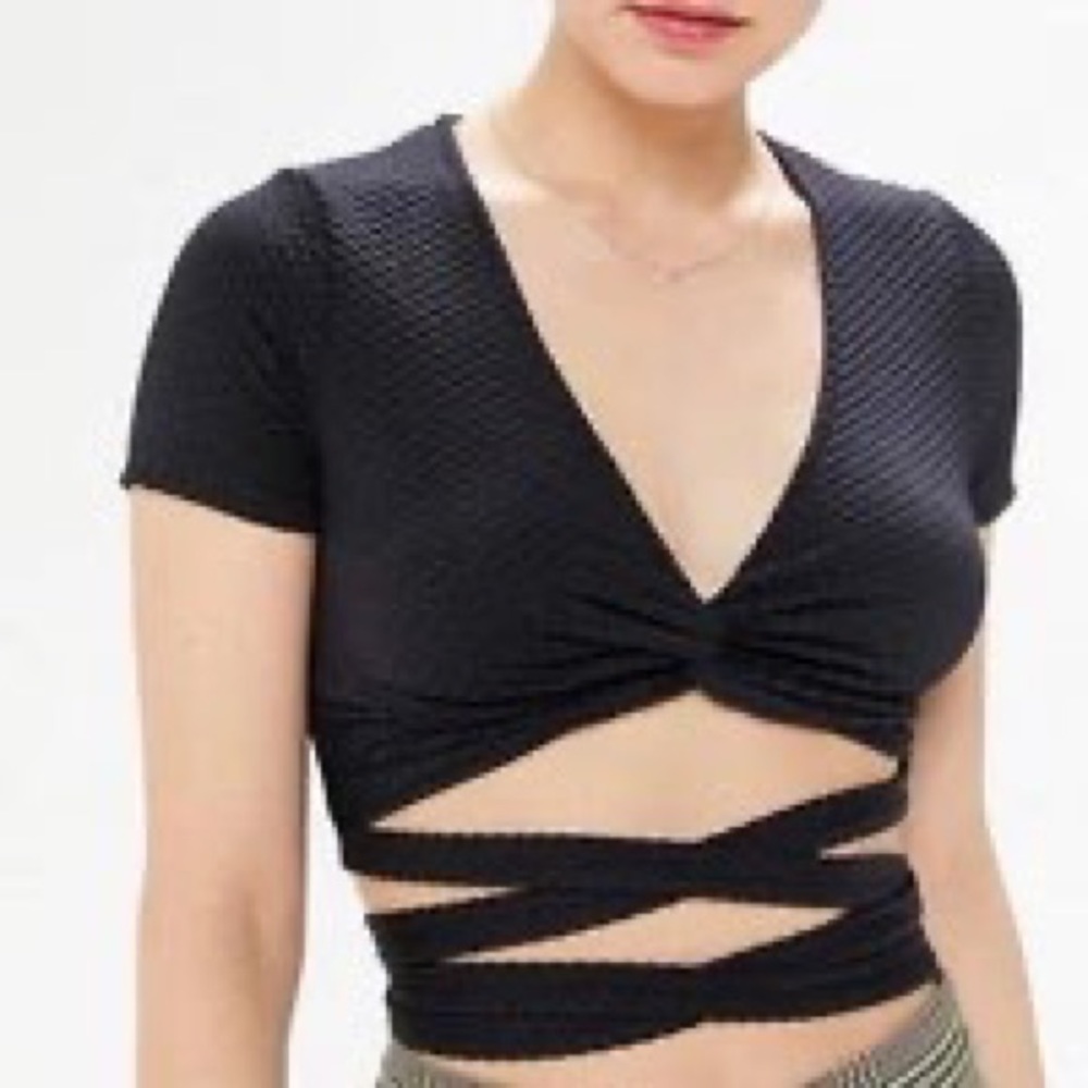 Urban Outfitters Black Wrap Top